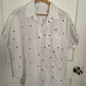 Madewell strawberry tie front shirt